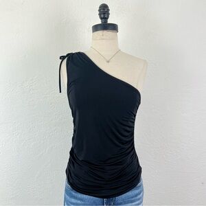 Free People black one shoulder ruched top size medium